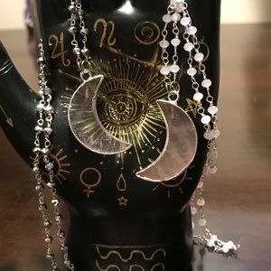 Handcrafted Crystal Rose Quartz Pyrite Necklace